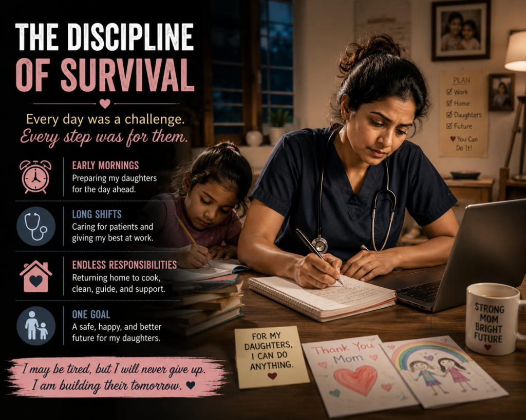 Single Mother Strength. Every Sacrifice Became an Investment in My Daughter's Future. A Single Mother's Journey Of Balancing Work, Responsiblility, And Resilience.