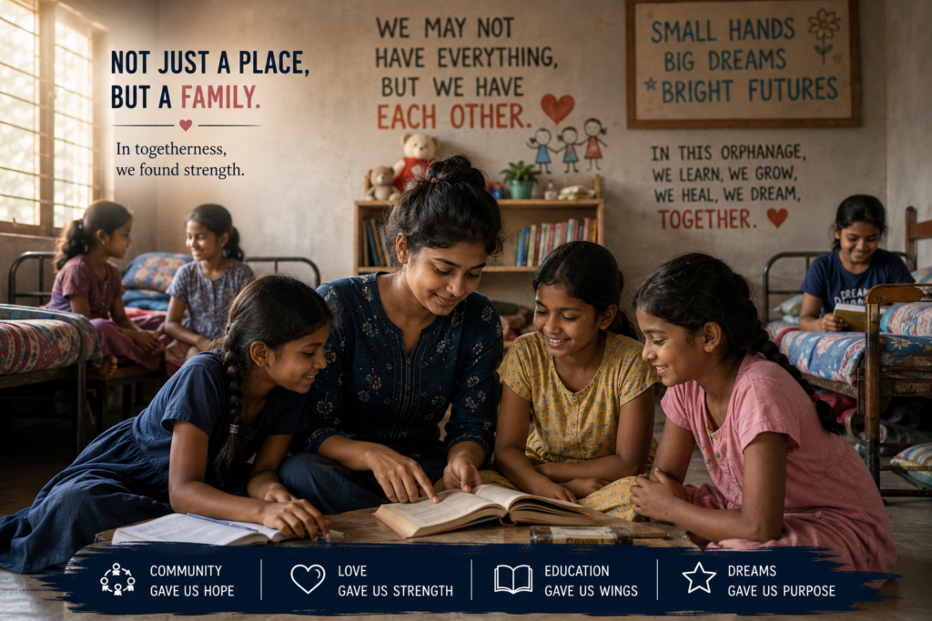Orphanage Childhood. Sometimes The People Beside Us Become Our Family. This Image Represents Life Inside An Orphanage That Shaped Resilience, Hope, And Community Support.