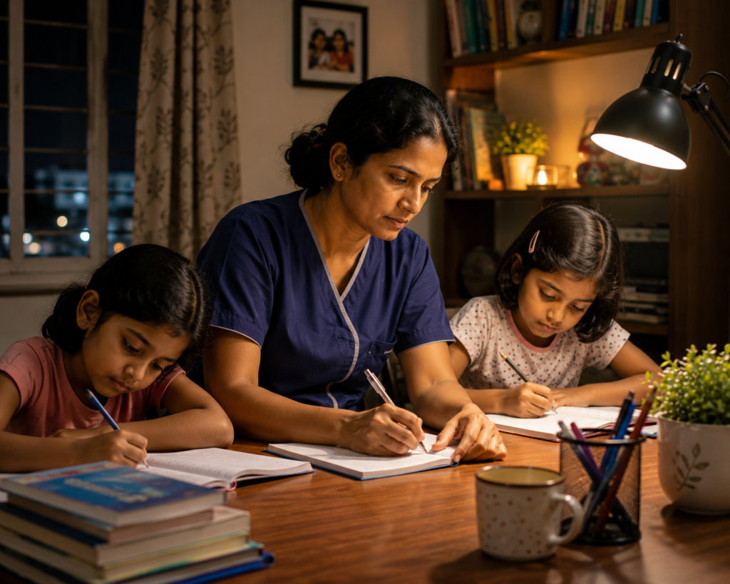 Nurse Caring For Patient While Rebuilding Life After Escape. This Image Represents A Dedicated Nurse Caring For A Patient While Rebuilding Life After Escape, Finding Purpose And Stability Through Her Profession.
