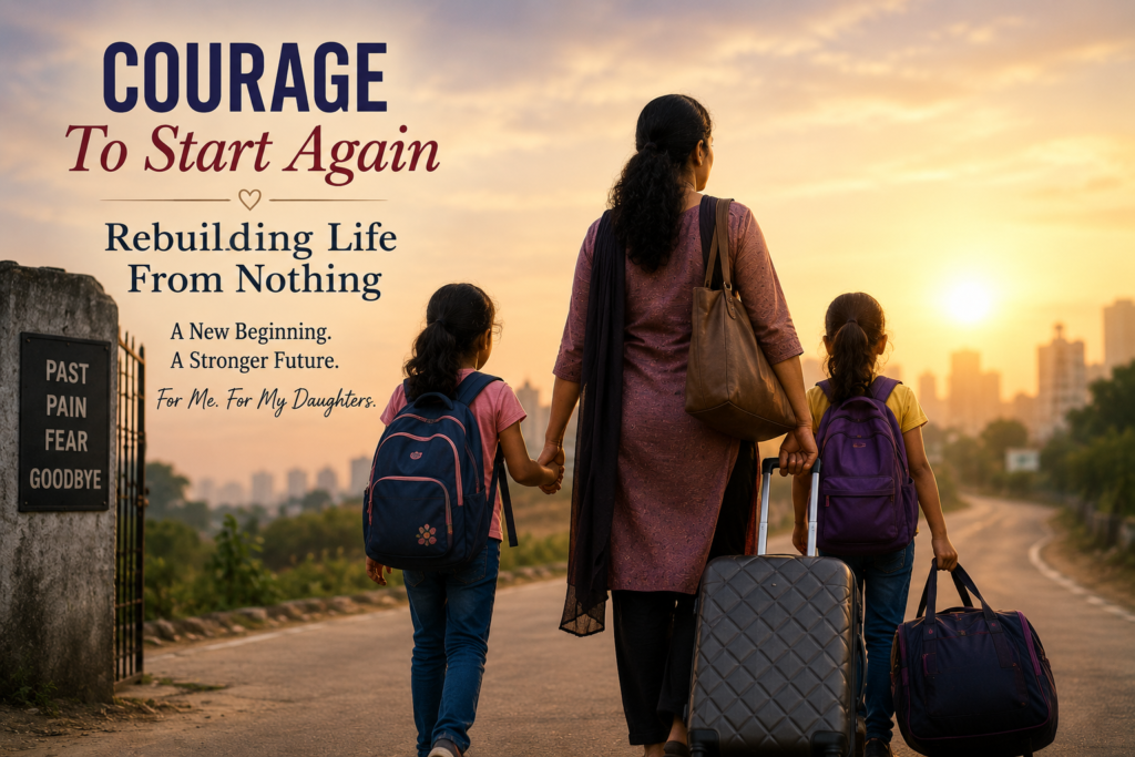 Courage To Start Again Woman Beginning A New Life With Hope And Determination