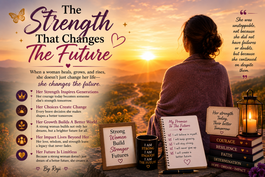 Strong Woman creating a brighter future through courage and resilience. This image symbolizes hope, empowerment, growth, and the lasting impact of resilience.